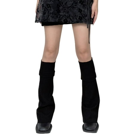 

SIEYIO Punk Gothic Leg Warmers Women Hip Hop Solid Baggy Loose Flared Over Knee Socks