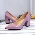 thumbnail image 5 of hopeusnice Womens Heeled Pumps Classic Pointed Toe Chunky High Heels Work Shoes Dress Pumps Comfortable Wedding Evening Party Shoes Purple 35, 5 of 6
