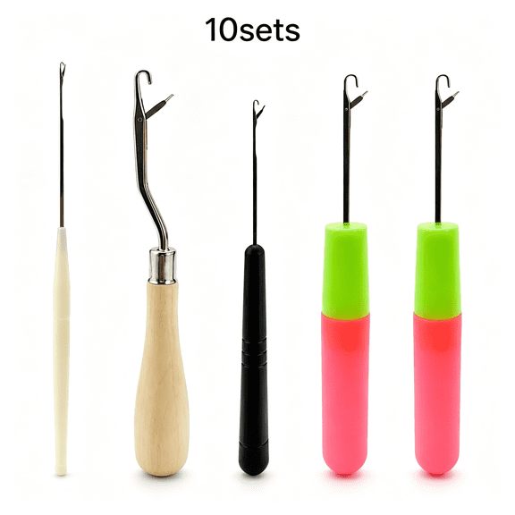 TUWAFE 5Pcs Latch Hook Tool Set - Small Crochet Hooks in Multiple Sizes for Braid Hair, Dreadlocks, Rug Making, Carpet Crafting & Other Diy Projects