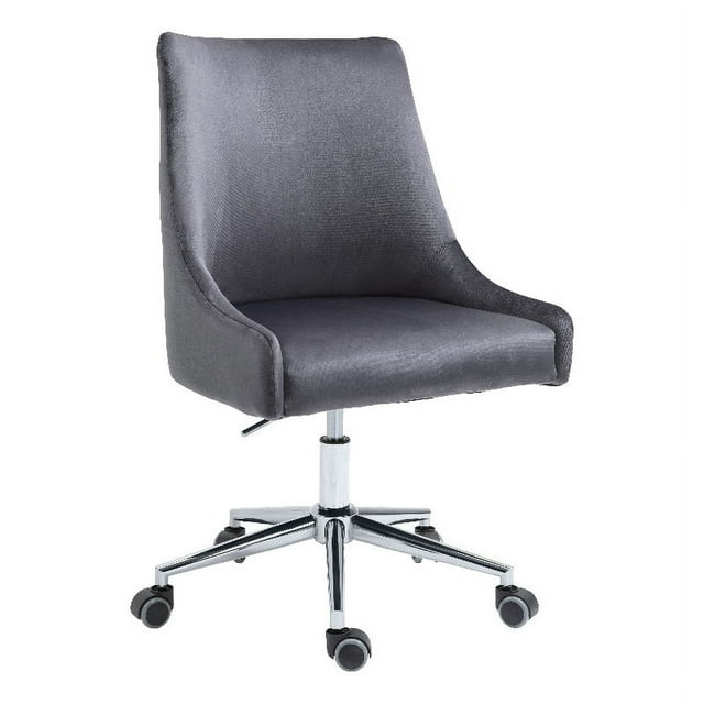Meridian Furniture Karina Fauteuil de Bureau Pivotant Réglable en Velours Gris et Chrome