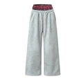 thumbnail image 4 of Hvogkswy Wide Leg Sweatpants Women Elastic Drawstring High Waisted Pants Plaid Lining Casual Workout Jogging Pants with Pockets, 4 of 8
