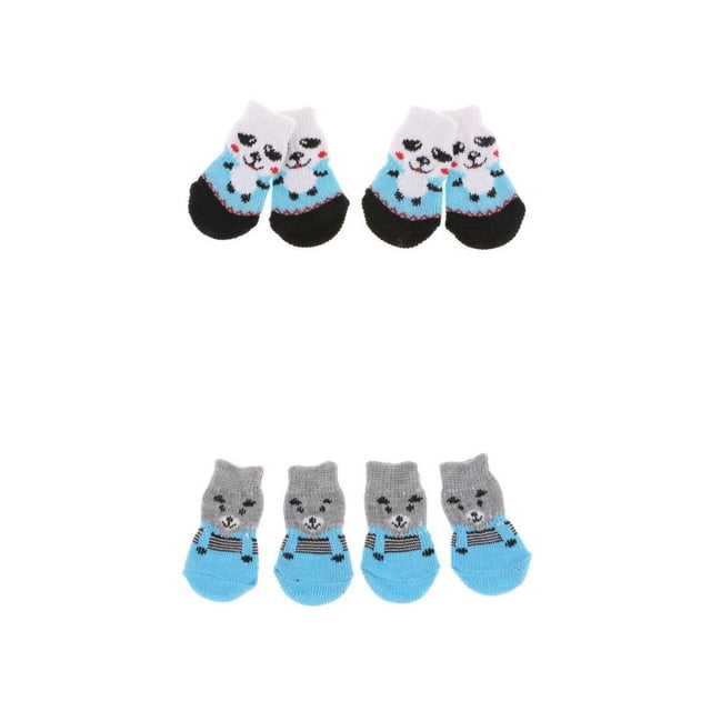de 2 (8 Piezas), Calcetines de Punto para Mascotas con Dibujos Animados para Perros Y , Calcetines con Cubierta de Agarre para El , Co Yuyangstore Calcetines para perros