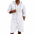 thumbnail image 2 of HBGVBA Summer 2 Piece Set for Men Long Sleeve Hooded Casual Top Elastic Waist Comfortable Shorts Set, 2 of 5