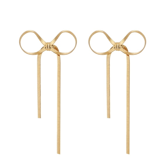 GOSFRY Gold/Silver Bow Earrings for Women, Trendy French Elegant Ribbon Golden Bow Jewelry Wedding Party Gift for Her