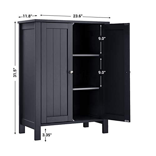 Floor Storage Cabinet,  Storage Unit with 2 Adjustable Shelves,  Cabinet Freestanding, Slate Gray