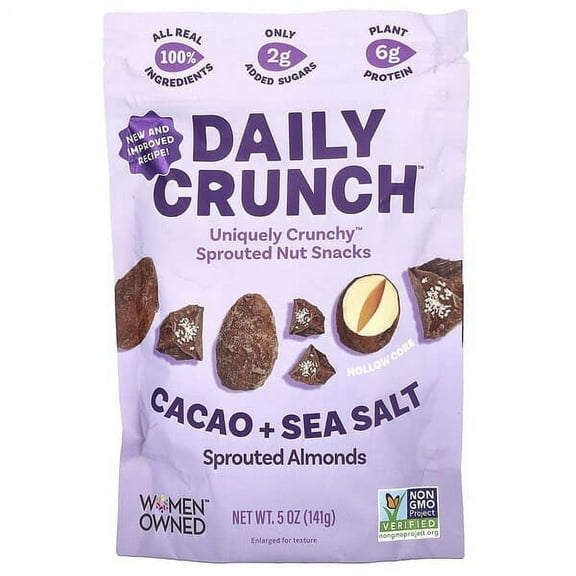 Daily Crunch, Sprouted Almonds, Cacao   Sea Salt, 5 oz Pack of 3
