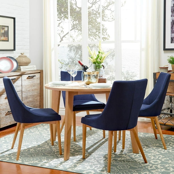 Chelsea Lane Baxter 5 Piece Dining Set, Light Oak Upholstered Dining Room Chairs