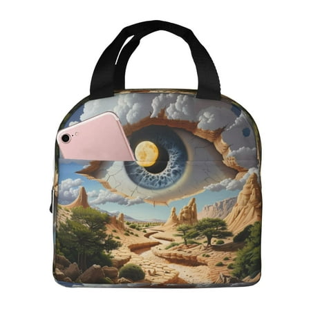 Insulated Lunch Bag for Women Men - Surreal Desert Eye Landscape Leakproof Cooler Lunch Box for Women Men  Lunch Tote Bags for Work School Picnic Travel