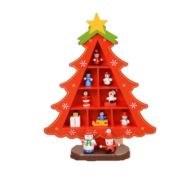 Árbol De Navidad De Madera Diy Para Decorar El Escritorio. Adornos Navideños. Decoración Para La Ventana Del Centro Comercial Infantil.