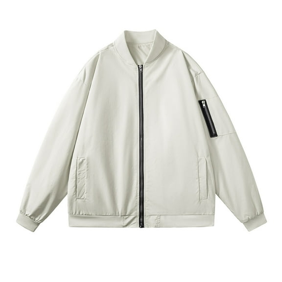 Mens Shirts Under $10 Mens Bomber Jackets Full Zip Up Long Sleeve Softshell Lightweight Coats Fall Fashion Jacket with Pockets