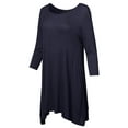 thumbnail image 2 of FashionOutfit Women's Solid Basic Soft Stretch Asymmetrical 3/4 Sleeve Tunic Top, 2 of 5