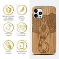 thumbnail image 4 of Case Yard Wooden Case Outside Soft TPU Silicone, Slim Fit Shockproof Wood Phone Cover for Girls Boys Men and Women, Supports Wireless Charging Royal Elephant Head Design case for iPhone-11-Pro-Max, 4 of 7