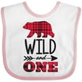 thumbnail image 3 of Inktastic Plaid Bear Wild and 1 with Arrow Boys or Girls Baby Bib, 3 of 4