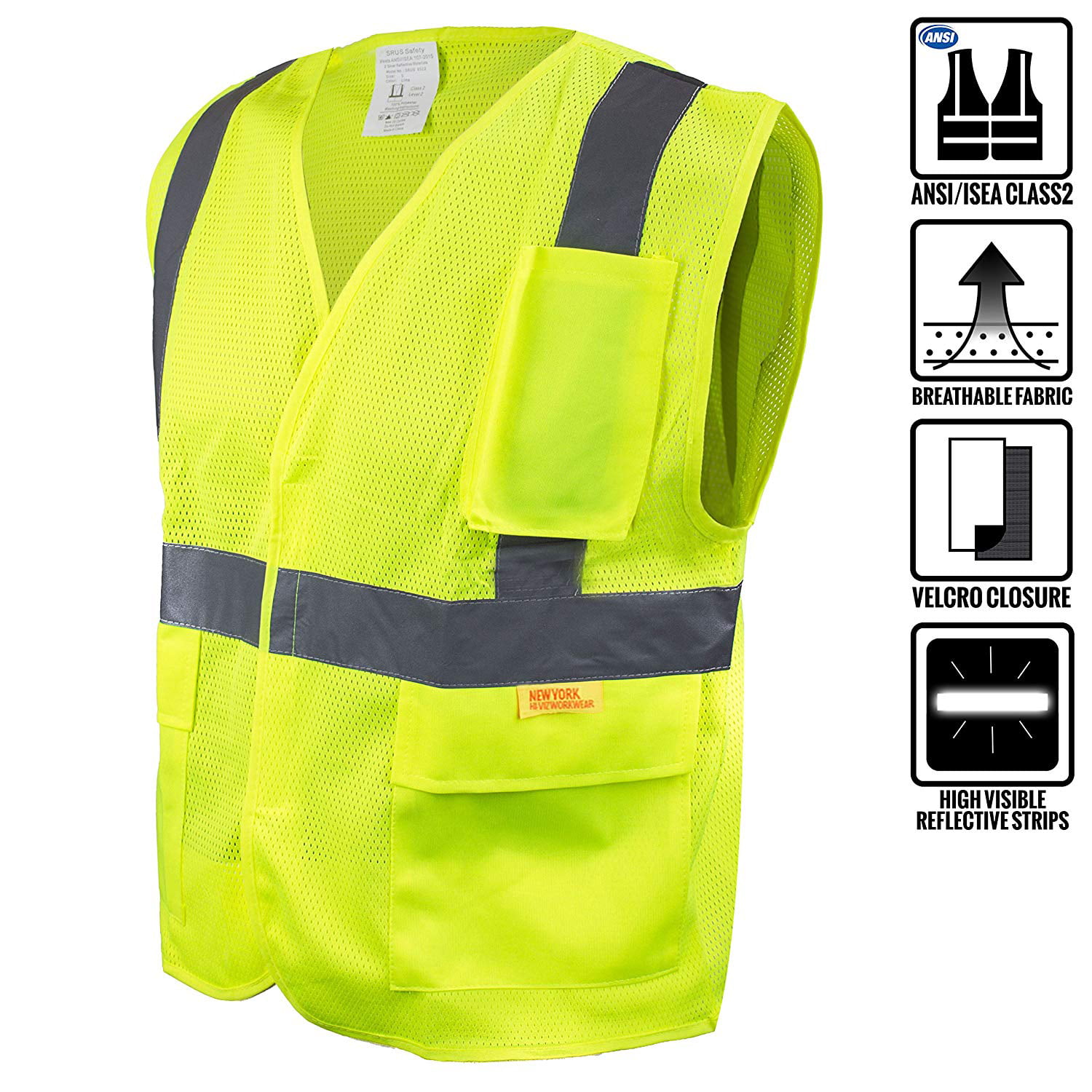10 Vests Emergency Preparedness Neon Green Safety Vest LOT OF 10 SW1-G 
