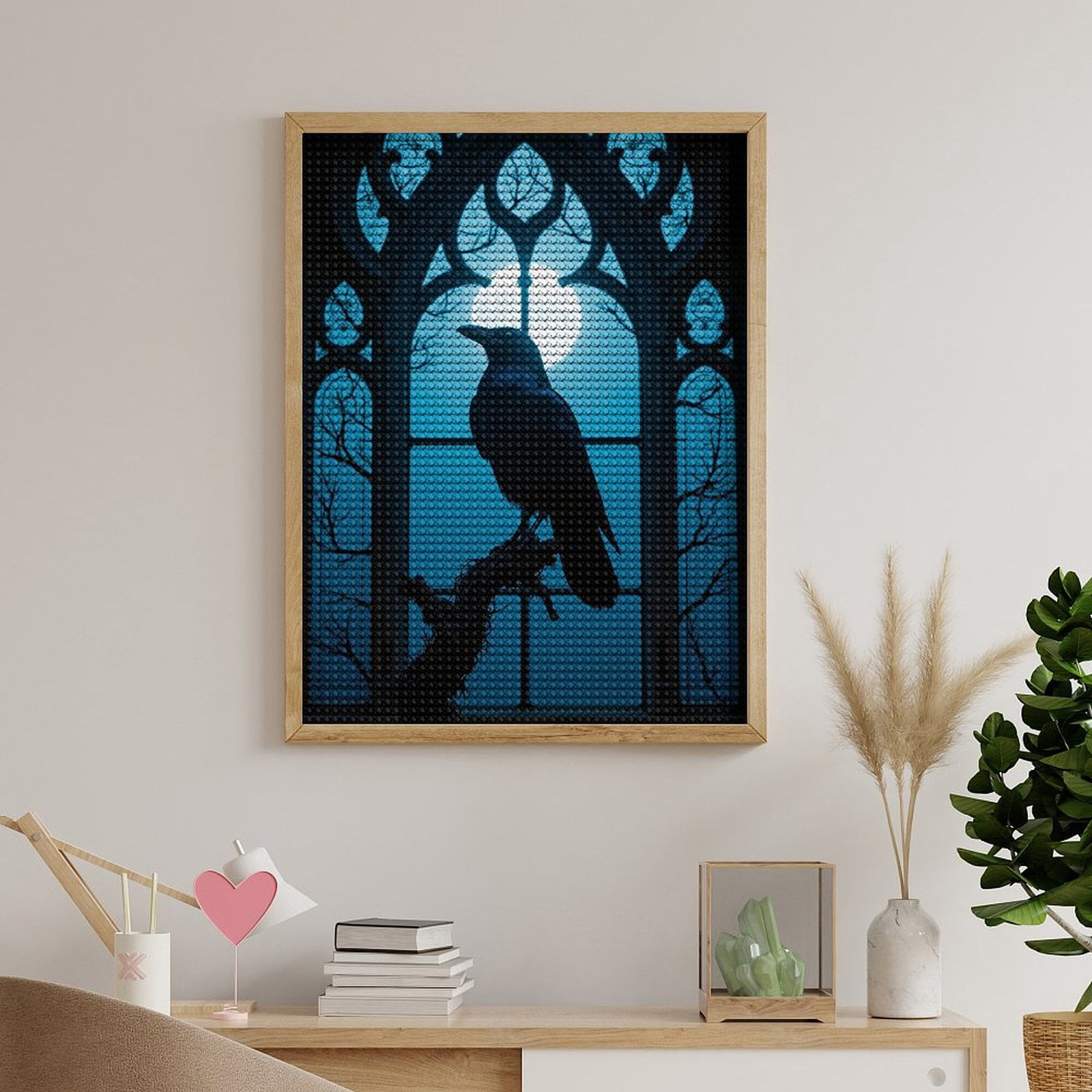 Diamond Art Kits for Adults, Gothic Moonlit Raven Silhouette 5D Diamond Painting Kits for Adults Beginners, DIY Full Drill Diamond Painting, Gem Art and Crafts 12x16
