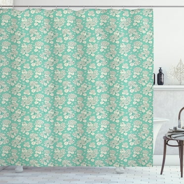 Ambesonne Floral Shower Curtain, Romantic Hydrangeas, 69"Wx75"L, Teal and Ivory