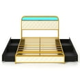thumbnail image 2 of Costway Full Size Bed Frame with LED Lights & Charging Station Storage Headboard & Drawers Golden, 2 of 10