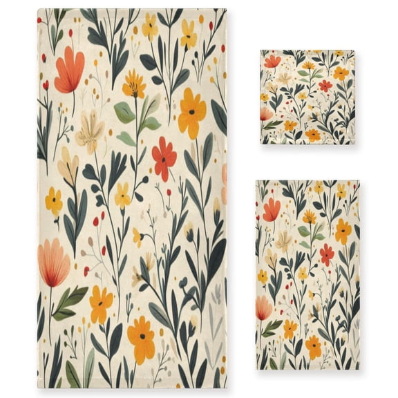 Three-Piece Towel Set Face Towel Towel Set Hand Towel Bath Towel Cotton Bath Towels Bath Towel Sets Hand Bath Towels Pretty Flowers3