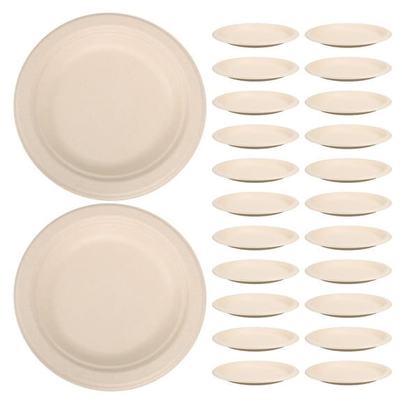 FOLOYORI 50Pcs Beige Paper Dessert Size Plates For Party Tableware 6 Inch