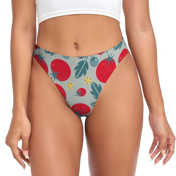 Fotbe Tomato Tanga Sin Costuras para Mujer con Estampado – Panties Invisibles, Transpirables y Cómodos para Uso Diario-3X-Large