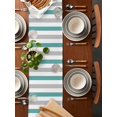 thumbnail image 2 of nqOlkjepod Turquoise Striped Table Runner 72 Inches Long Farmhouse Dress Scarves, Geometric Vertical Grey Stripes White Dining Tablerunner for Coffee Table/Kitchen Island/Party Décor, 16" x 72", 2 of 8