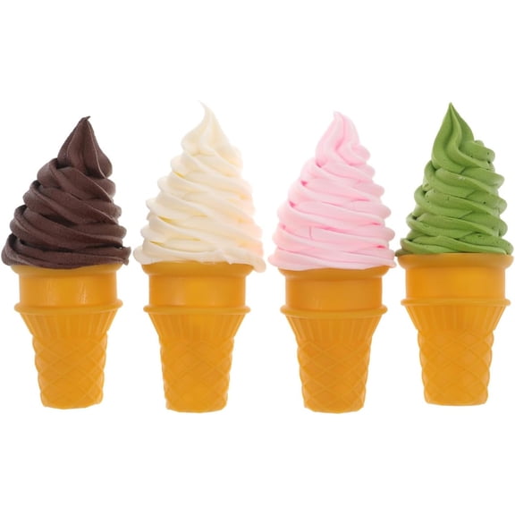ABCISI 4Pcs Simulated Ice Cream, Lifelike Fake Dessert Showing Props Fake Food Model for Home Kitchen Cabinet Shops Party Showcase Decoration, Sample Display, Photography Prop, Simulated Children Toy