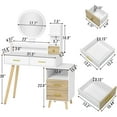 thumbnail image 5 of Afuhokles Vanity Table with Lights Mirror Makeup Vanity 3 Color Lighting Modes and Touch Screen, Vanity Desk with Nightstand, 5 of 9