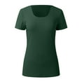 thumbnail image 4 of Women's Square Neck Ribbed Short Sleeve Top - Slim Fit Casual Summer Tee, 4 of 5