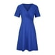 thumbnail image 4 of ICHUANYI Clearance Womens Casual Plus Size V-Neck Solid Short Sleeve Boho Dress Dress With Pockets(Blue, L) ICHUANYI WER2023080806647, 4 of 6