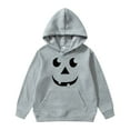 thumbnail image 2 of MAIHAN Boys Halloween Print Hoodie - Kids Graphic Pullover Sweatshirt, Halloween Themed Clothing Soft Comfortable Casual Outfit with Adjustable Hood for Ages 1-14 Years(Grey,11-12 Years), 2 of 4