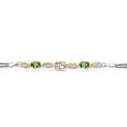 thumbnail image 2 of Gem Stone King 925 Silver and 10K Yellow Gold Peach Morganite and Green Peridot and White Lab Grown Diamond Bracelet for Women (1.71 Cttw, Gemstone October Birthstone, Oval, Wheat Chain, 6.5 inches), 2 of 5