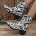 thumbnail image 2 of Lovskoo 2024 Cowboy Boots for Women Pointed Toe Chunky Heel Retro Elastic Dressy Mid Heel Cusp Toe Low Heeled Zipper Shoes Gray, 2 of 7