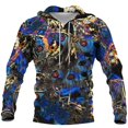 thumbnail image 4 of Men's Loose Fit Printed Hooded Sweatshirt, Long Sleeve Casual Pullover Fleece Hoodie for Street Style, Lounge, Autumn Winter,Gold,XL, 4 of 5