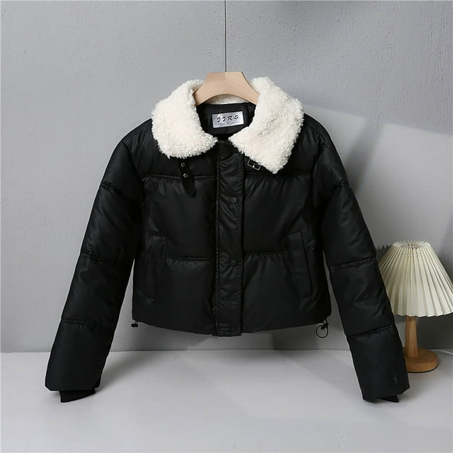 Njdvhb Parkas d'Hiver à Manches Longues pour Femmes, Veste Décontractée à Manches Longues Sans Capuche et avec Col à Revers