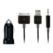Kensington 2-in-1 Car Charger and AUX Audio Cable - Car power adapter (USB) - black - United States