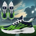 thumbnail image 3 of Coolcustomize Men's Plus Size Sneakers - Bold Green Flame Pattern Trainers, Cushioned Midsole & EVA Sole for Gym, Running, Walking - All-Season Low-Top Lace-Up Running Shoes in Neon Green, 3 of 9