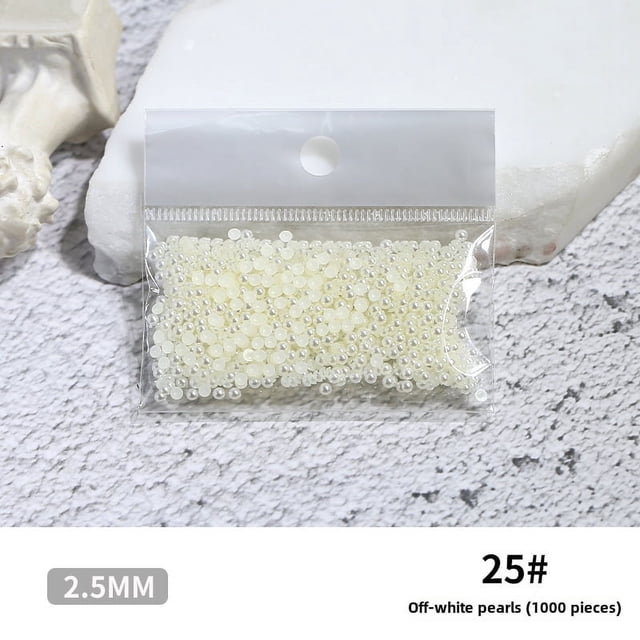 Estilo manicura plana semicírculo perla joyería beige blanco puro combina DIY pegatinas de uñas