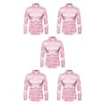 thumbnail image 3 of Sonducket Camisa transpirable para hombre Satén con mangas largas - Trabajo Boda o hogar Camisa para hombre Manga larga formal Rosa grande Type2 NO2, 3 of 6