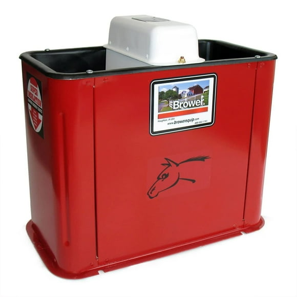 Brower 18 Inch Insulated Steel Electric Heated Livestock Waterer, Red