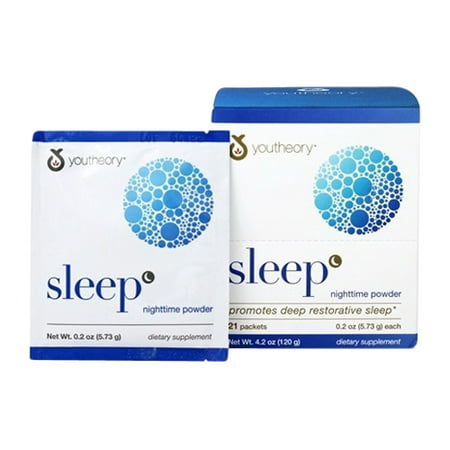 Youtheory Advanced Sleep Nighttime for Deep Restorative Sleep Supplement Powder Packets, 21
