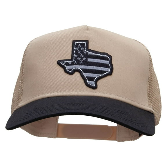 Grey Texas State Two Tone Cotton Twill 5 panel Mesh Back Cap - Black Khaki OSFM