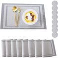 thumbnail image 1 of Juegos de manteles individuales, manteles individuales y posavasos, juego de 8 manteles de PVC resistentes al calor, lavables, con 8 manteles individuales antideslizantes y 8 posavasos redon, 1 of 5
