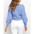 thumbnail image 3 of BTFBM Off The Shoulder Sweater for Women Winter Fall Fashion V Neck Long Sleeve Ribbed Knit Wrap Cropped Sweaters, 3 of 10