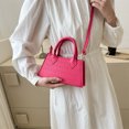 thumbnail image 3 of Bolso de mujer PU cuero patrón de piedra Satchel bolsos bandolera (rosa roja), 3 of 4