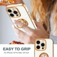 thumbnail image 2 of for iPhone 16 Pro Max Case with Ring Stand, 360° Rotatable Ring Holder Magnetic Kickstand, Plating Rose Gold Edge Soft Cover Protective Phone Case for iPhone 16 Pro Max 6.9", White, 2 of 7