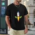 thumbnail image 4 of Hanmun Men's Rocket Ship T-Shirts Short Sleeve Cotton Round Crew Neck Moisture Wicking Black USA, 4 of 9