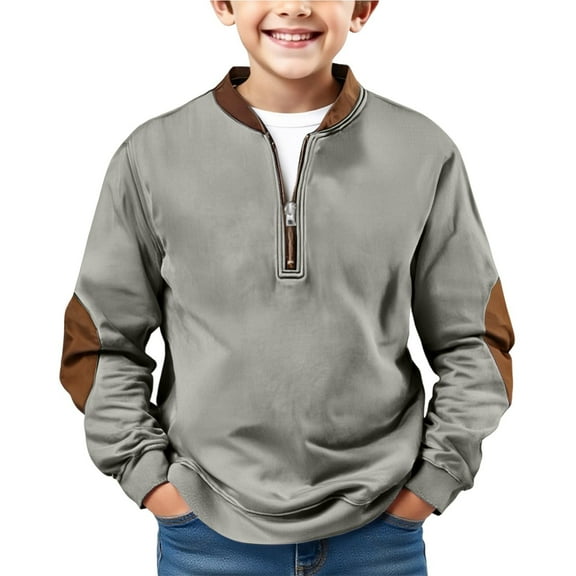 PINQI Boys Trendy Sweatshirts Half Zip up Pullover Sweatshirts with Pockets Kids Long Sleeve Cotton Fall Tops Clothes