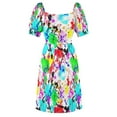 thumbnail image 6 of 2024 Watercolor splatter effect neon colors Dress prom clothes summer women's dress, 6 of 7