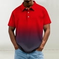 thumbnail image 2 of Men's Gradient Print Short Sleeve Golf Polo Shirt, Breathable Quick Dry Moisture Wicking Design, Loose Fit Athletic Performance Sport Top, Big and Tall Sizes M-4XL Red, 2 of 5