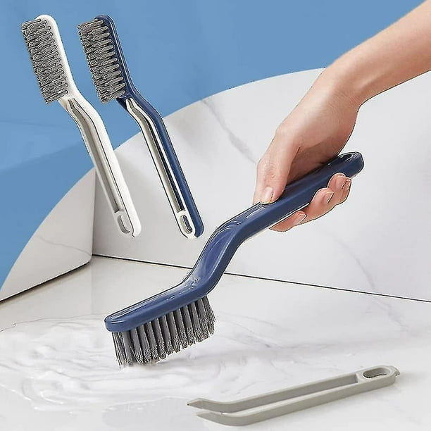 Cepillo multifuncional para costura de suelo, cepillo de limpieza 2 en 1 para huecos de baño, cepillo para limpiar el baño, cepillo para grietas, 2 uds.
